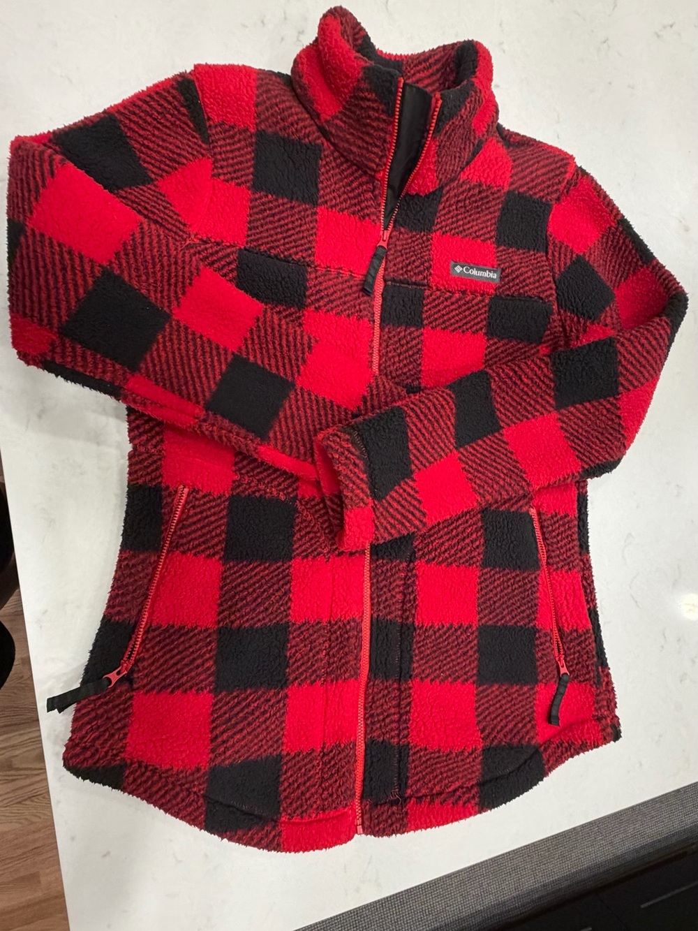 Columbia Red & Black Buffalo Plaid Fleece Jacket